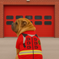 Parisian Pet 'Fire-Barker' Halloween Costume for Dogs & Cats – Firefighter Dog Costume, Pet Halloween Outfit, Red and Yellow