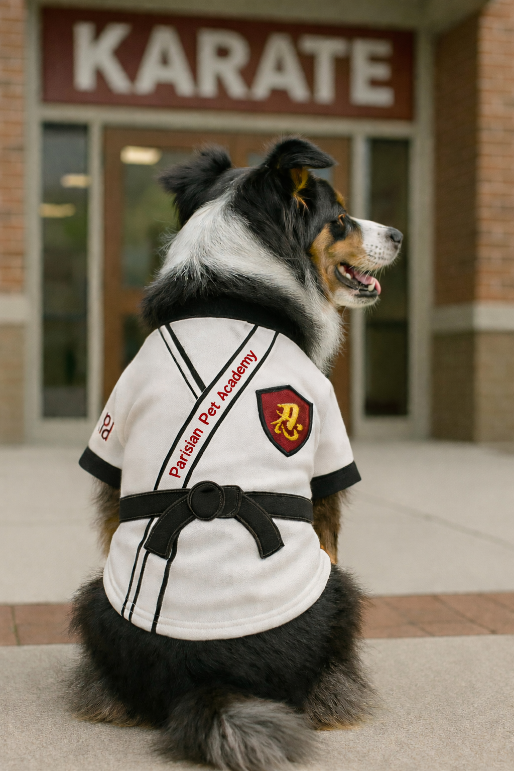 Parisian Pet 'Karate Academy' Halloween Costume for Dogs & Cats – Adorable Martial Arts Dog Costume, Pet Halloween Outfit, White Black and Red