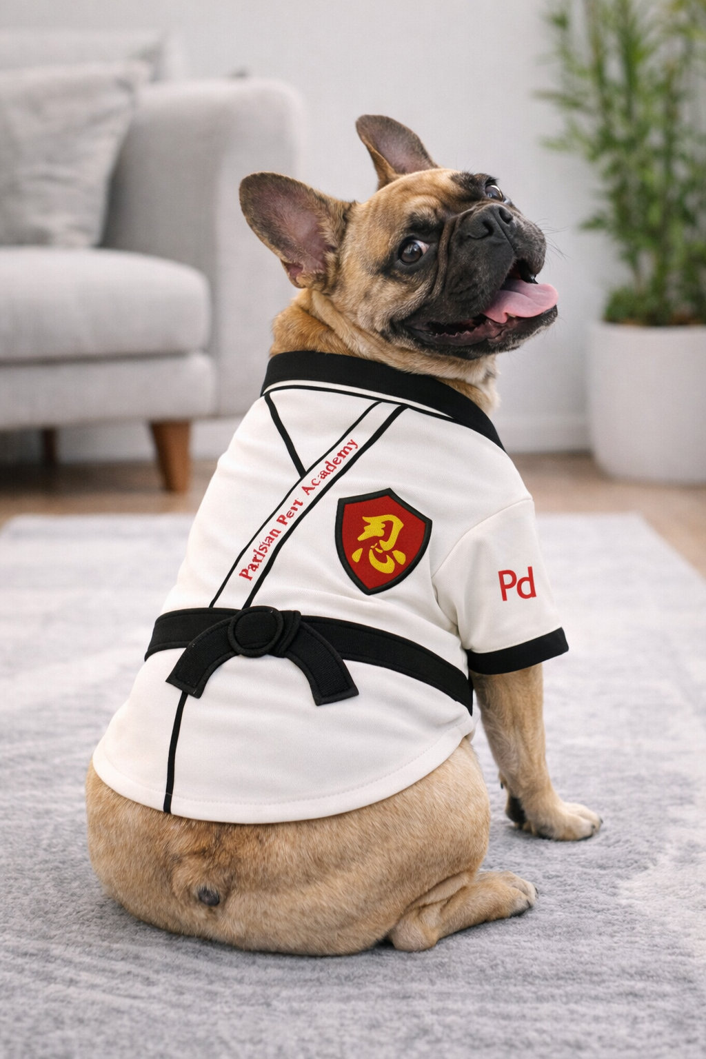 Parisian Pet 'Karate Academy' Halloween Costume for Dogs & Cats – Adorable Martial Arts Dog Costume, Pet Halloween Outfit, White Black and Red