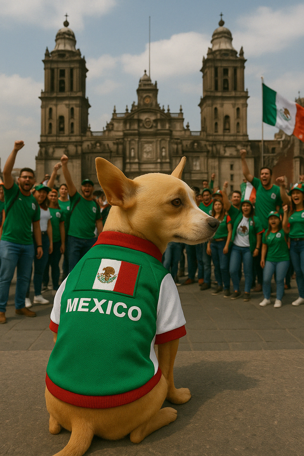 Parisian Pet 'Team Mexico' Dog & Cat T-Shirt – Patriotic Dog Shirt, Perfect for Soccer Fans – Red, White, Green