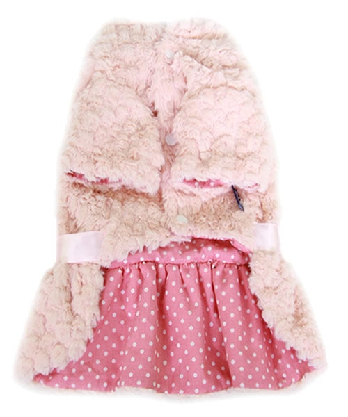 Dobaz 'Fur Dress' for Dogs & Cats, Elegant and Cozy Pet Apparel, Fashionable Dog Dress for Special Occasions, Perfect for Winter, Pink
