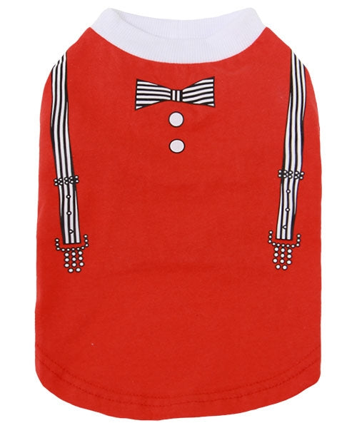 Suspenders Dog Shirt Red