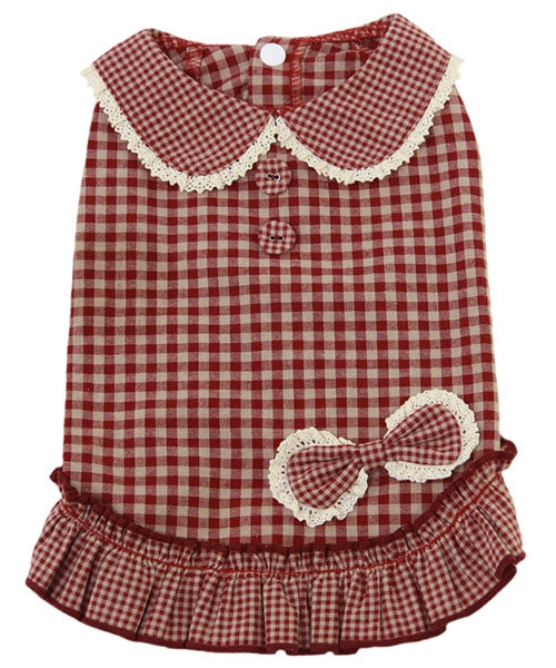 Gingham Dog Dress Red
