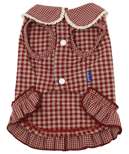 Dobaz 'Gingham Dress' for Dogs & Cats, Fashionable Red Pet Dress, Cute and Comfortable Dog Dress for Spring, Summer, and Casual Daily Wear