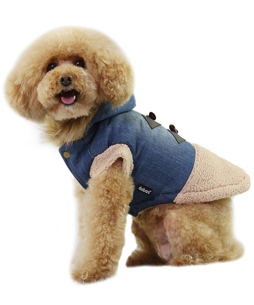 Dobaz 'Denim and Fur Pet Coat' for Dogs & Cats - Trendy and Comfortable Winter Outerwear, Elegant Pet Clothing for Small Breeds, Blue