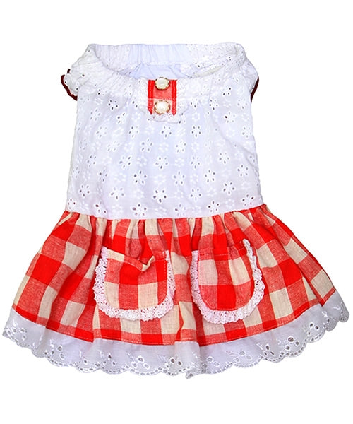 Gingham Country Dog Dress Red