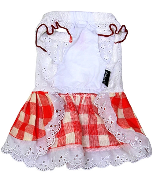 Dobaz 'Gingham Dog Dress' for Dogs & Cats - Fashionable and Comfortable Country Style Pet Apparel, Perfect Summer Outfit for Small Breeds, Red and White Checkered