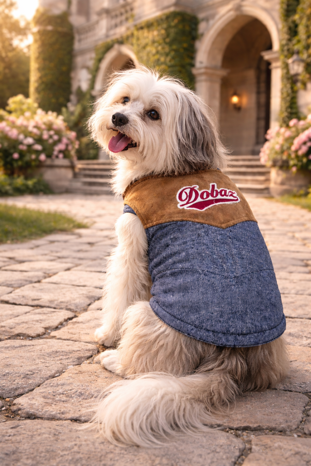 Dobaz 'Denim Suede Dog Jacket' for Dogs & Cats - Cozy and Fashionable Cold Weather Apparel, Durable and Chic Design, Blue & Tan