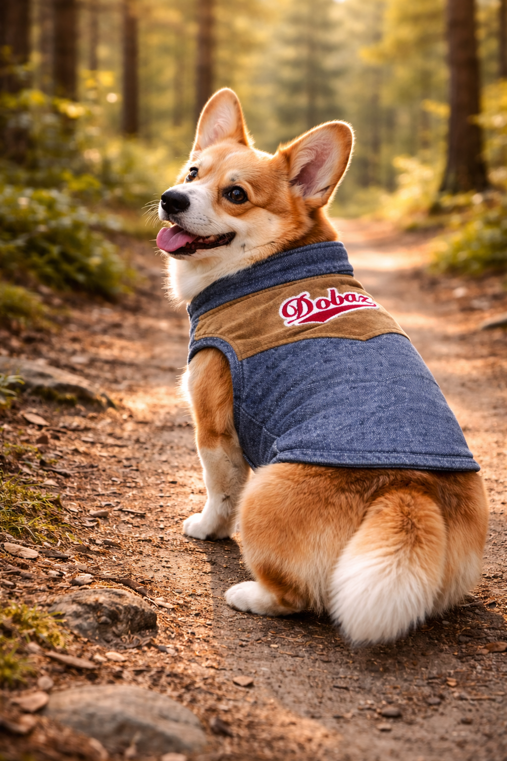 Dobaz 'Denim Suede Dog Jacket' for Dogs & Cats - Cozy and Fashionable Cold Weather Apparel, Durable and Chic Design, Blue & Tan