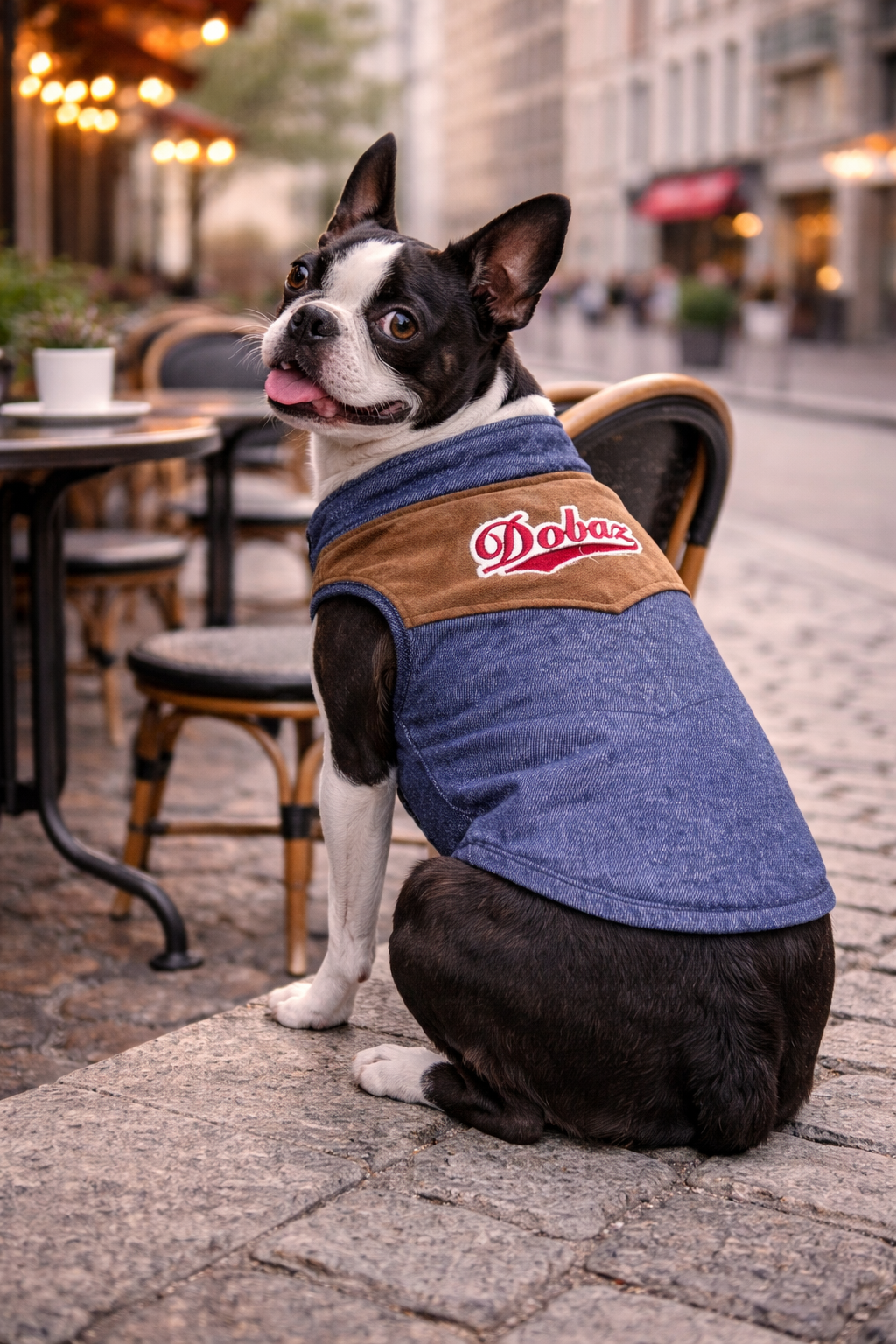 Dobaz 'Denim Suede Dog Jacket' for Dogs & Cats - Cozy and Fashionable Cold Weather Apparel, Durable and Chic Design, Blue & Tan