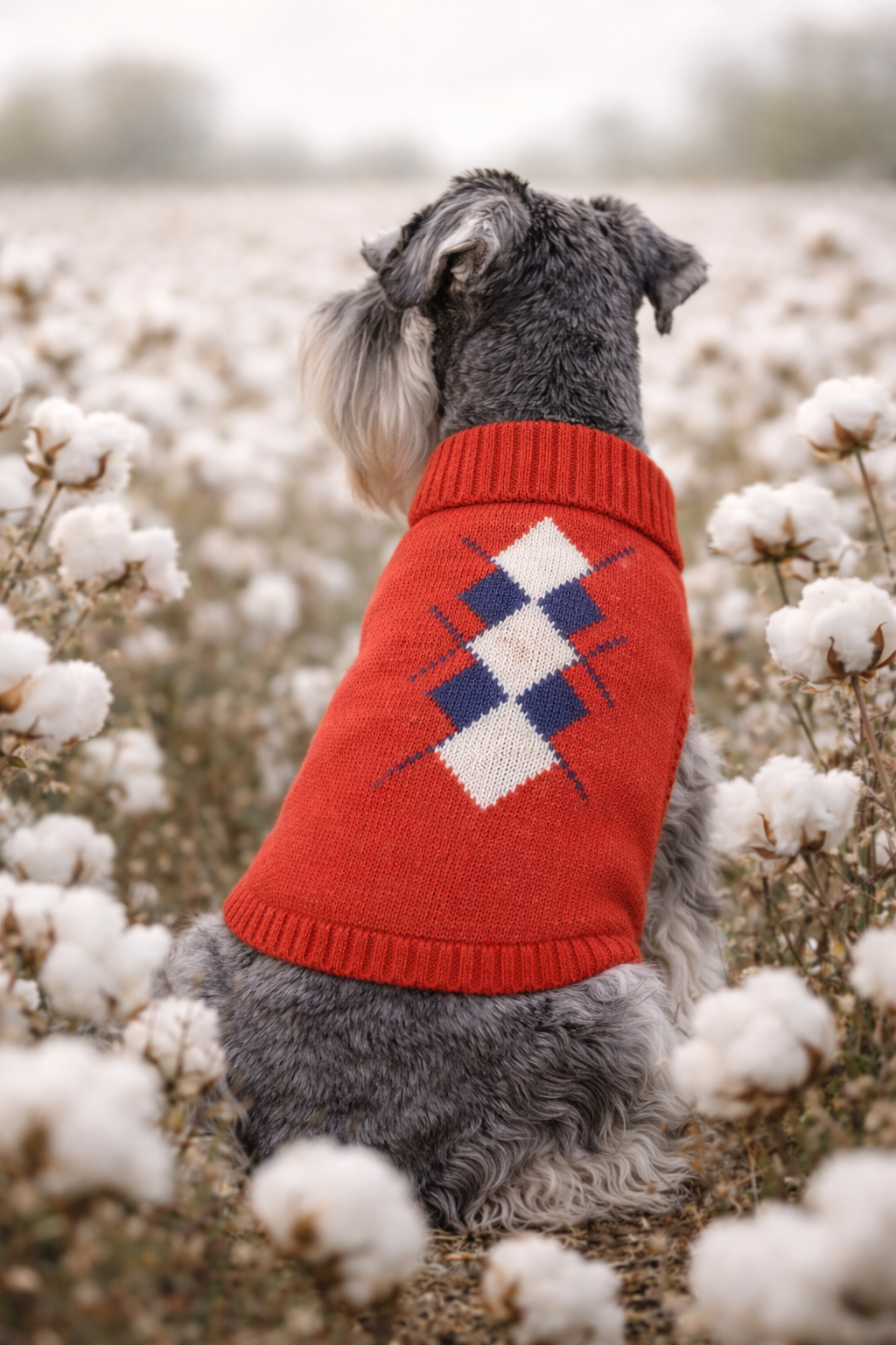 Dobaz 'Argyle Sweater' for Dogs & Cats – Stylish Red and Navy Argyle Dog Sweater, Comfortable Knit Sweater for Cold Weather Pets