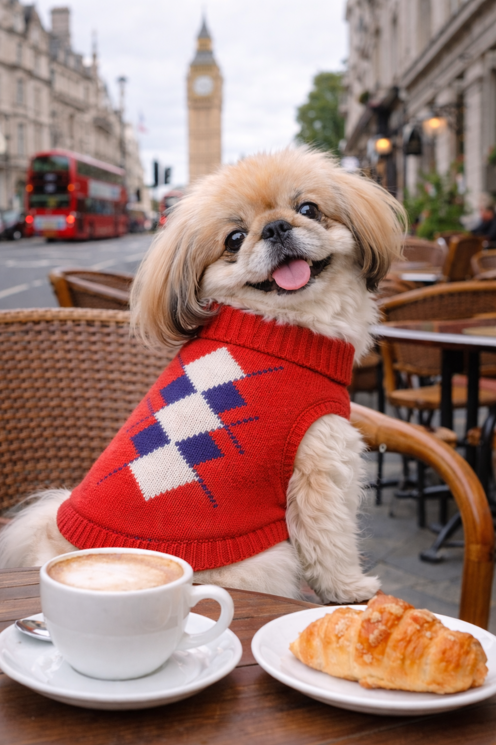 Dobaz 'Argyle Sweater' for Dogs & Cats – Stylish Red and Navy Argyle Dog Sweater, Comfortable Knit Sweater for Cold Weather Pets