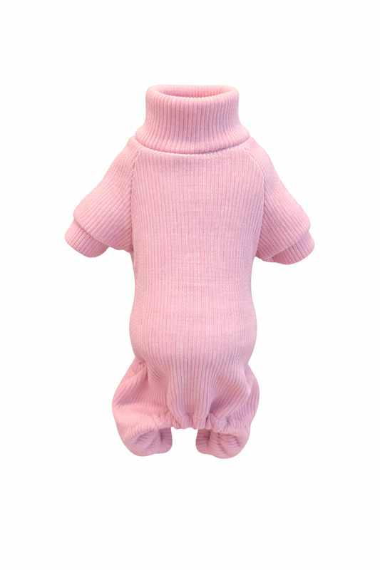 Dobaz 'Ribbed PJs' for Dogs & Cats – Trendy and Comfortable Pink Dog Pajamas, Soft Ribbed Sleepwear for Pets, Ideal for Sleeping and Lounging