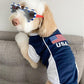 Parisian Pet 'Team USA' Dog & Cat Shirt – Embroidered USA Jersey, Perfect for Sports and Vacations – Red, White, and Blue