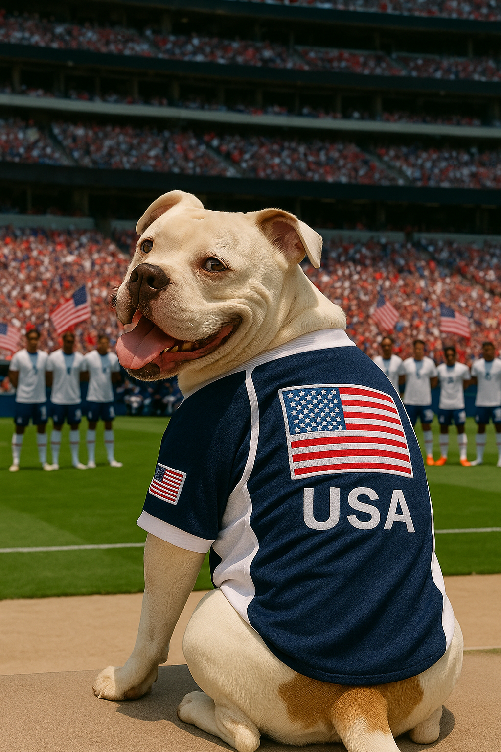 Parisian Pet 'Team USA' Dog & Cat Shirt – Embroidered USA Jersey, Perfect for Sports and Vacations – Red, White, and Blue