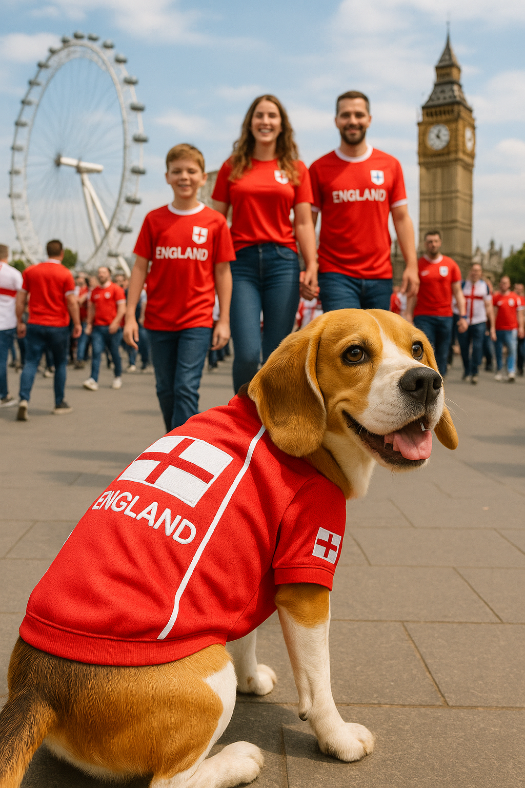 Parisian Pet 'Team England' Jersey for Dogs & Cats – England Flag-Inspired Pet Outfit, Soccer Fan Apparel for Dogs & Cats, White and Red