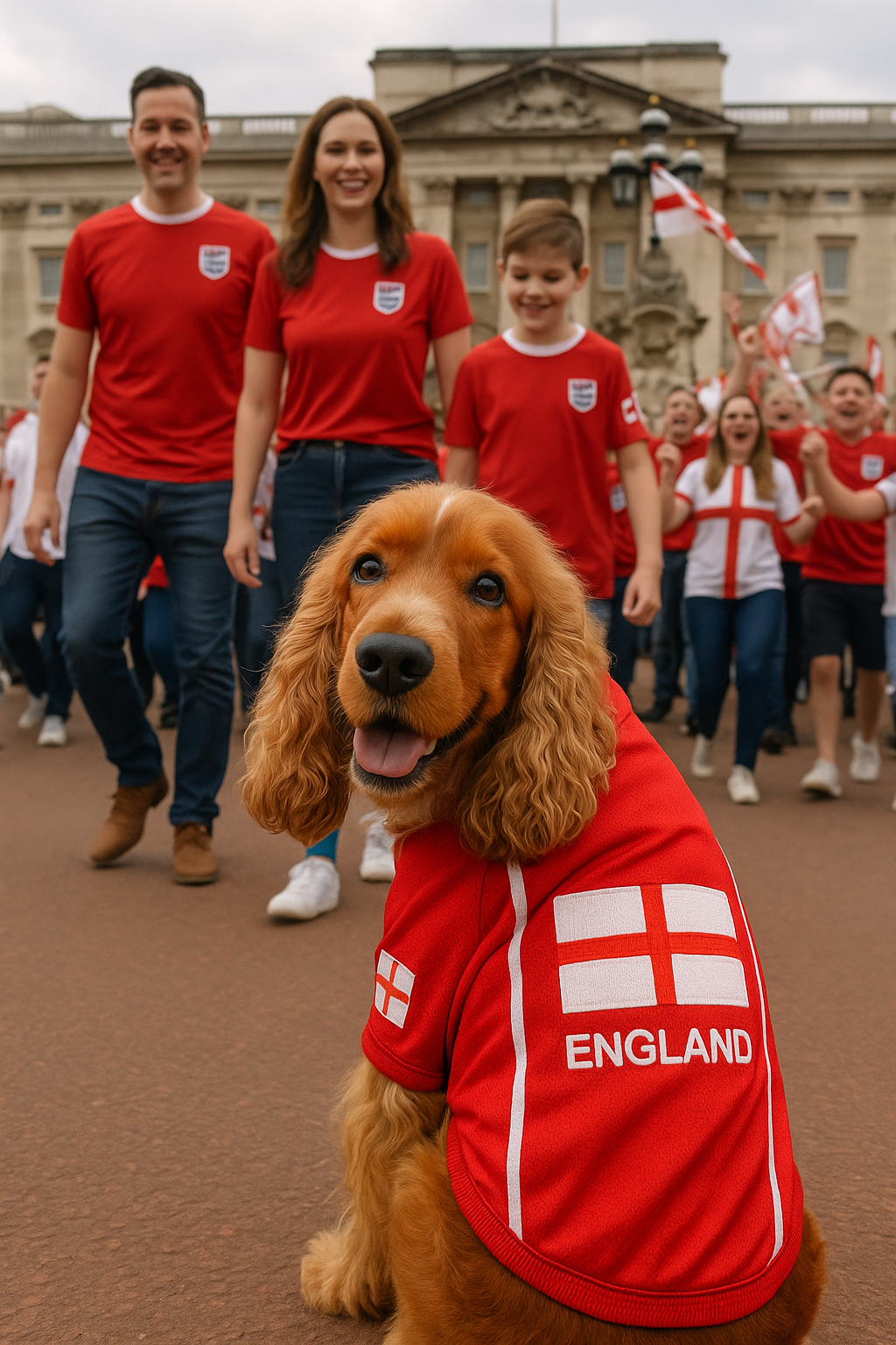 Parisian Pet 'Team England' Jersey for Dogs & Cats – England Flag-Inspired Pet Outfit, Soccer Fan Apparel for Dogs & Cats, White and Red