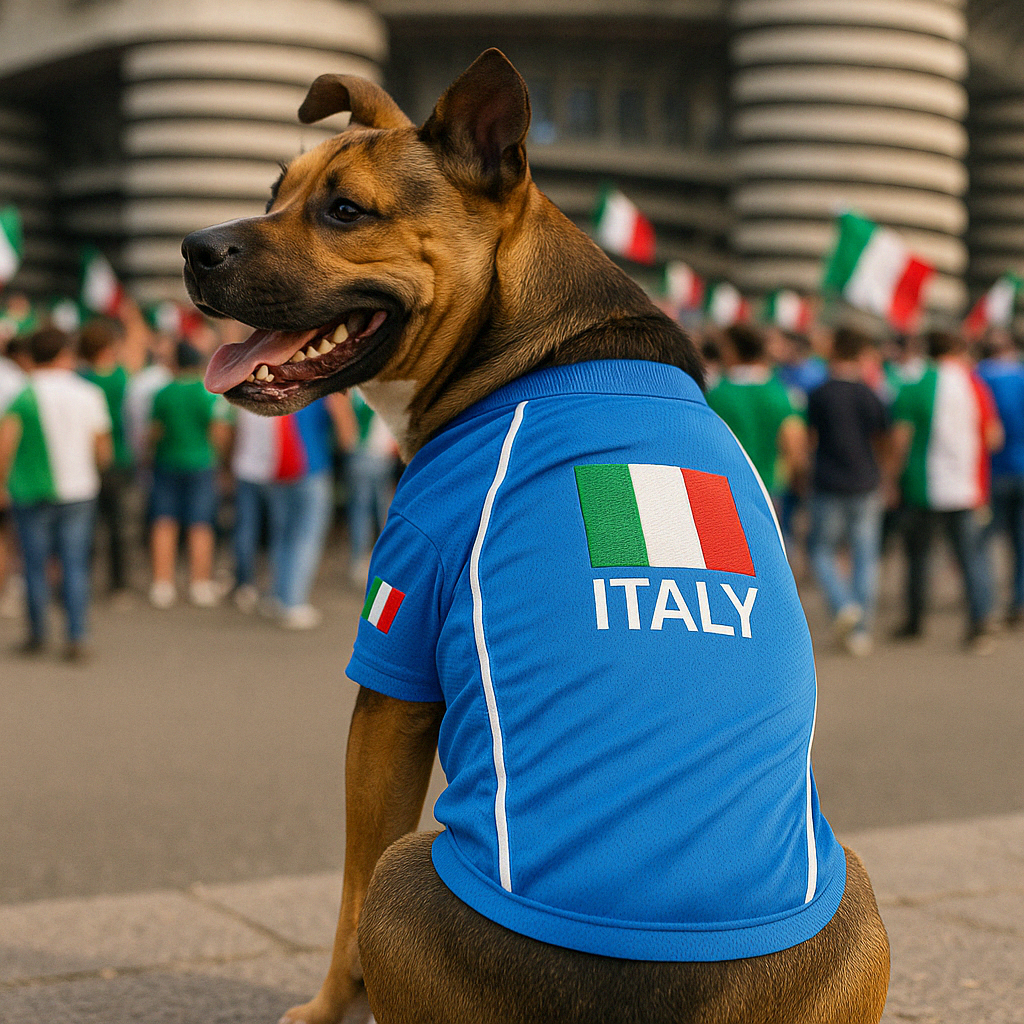 Parisian Pet 'Team Italy' Jersey for Dogs & Cats – Soccer Fan Apparel for Pets, Italy National Team Colors, Blue and White