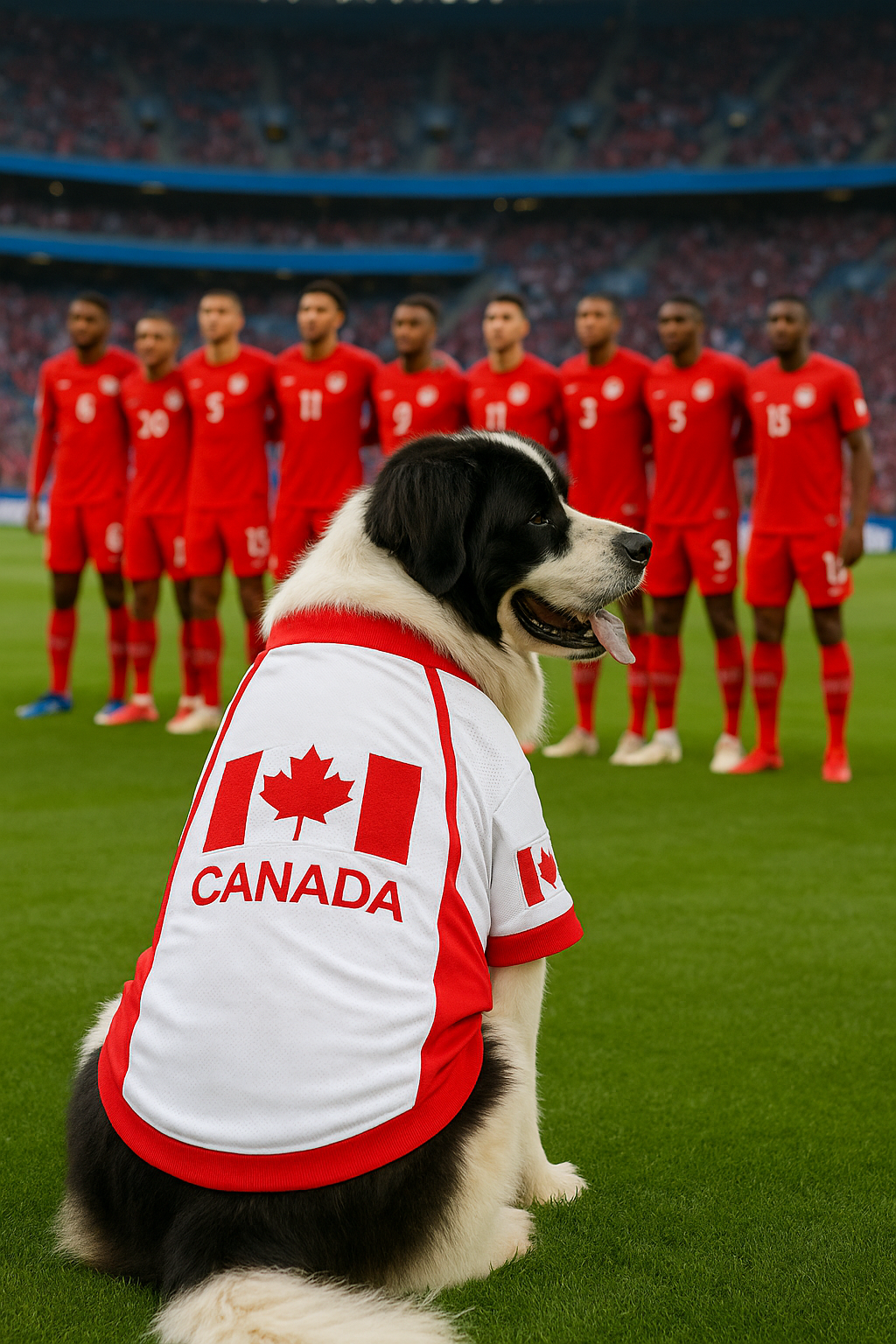 Parisian Pet 'Team Canada' Jersey for Dogs & Cats – Canada Flag-Inspired Pet Outfit, Soccer Fan Apparel for Dogs & Cats, Red and White Design