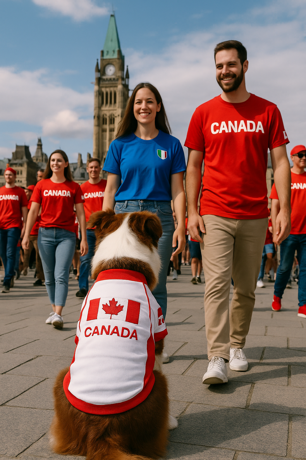 Parisian Pet 'Team Canada' Jersey for Dogs & Cats – Canada Flag-Inspired Pet Outfit, Soccer Fan Apparel for Dogs & Cats, Red and White Design