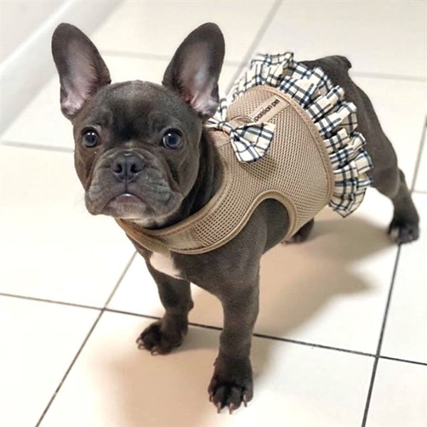Parisian Pet Harness Dress, Khaki Plaid Parisian Pet Harness Dress, Khaki Plaid