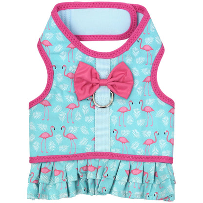 Parisian Pet 'Breathable Flamingo Pet Dress with Built-in Harness' for Dogs & Cats – Pink and Aqua