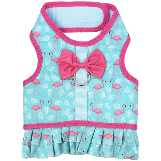 Parisian Pet 'Breathable Flamingo Pet Dress with Built-in Harness' for Dogs & Cats – Pink and Aqua