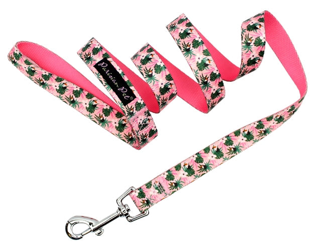 Parisian Pet 'Tropical Toucan' Collar for Dogs & Cats – Adjustable Pink Tropical Pet Collar with Colorful Design