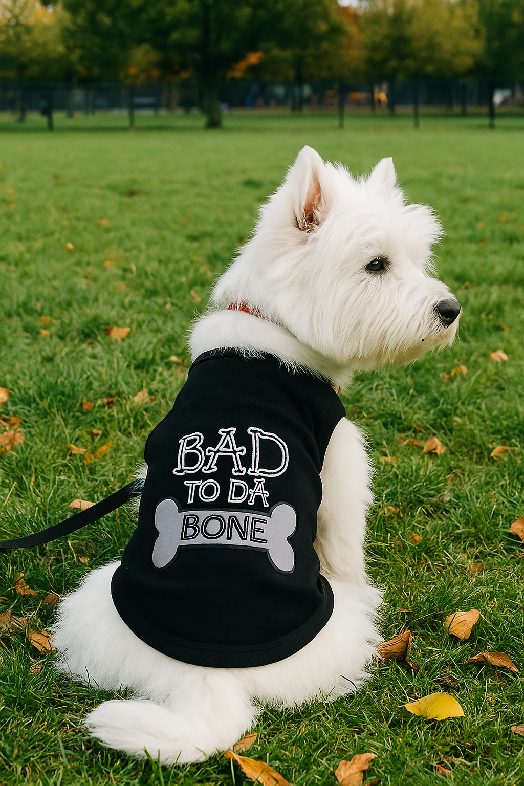 Parisian Pet 'Bad to da Bone' Dog Shirt – Trendy Slogan T-Shirt for Dogs & Cats, Black