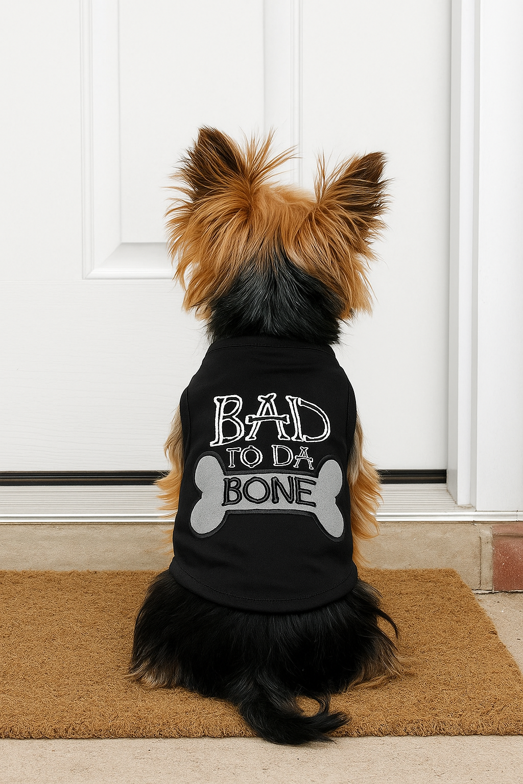 Parisian Pet 'Bad to da Bone' Dog Shirt – Trendy Slogan T-Shirt for Dogs & Cats, Black