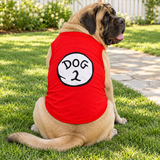 Parisian Pet 'Dog 2' Funny Slogan Dog Shirt – Playful Embroidered Pet Apparel for Dogs & Cats, Red