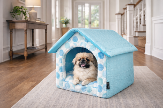 Parisian Pet 'Cotton Candy House' (M) for Dogs & Cats - Luxury, Washable, Soft Blue Pet House for Medium-Sized Pets