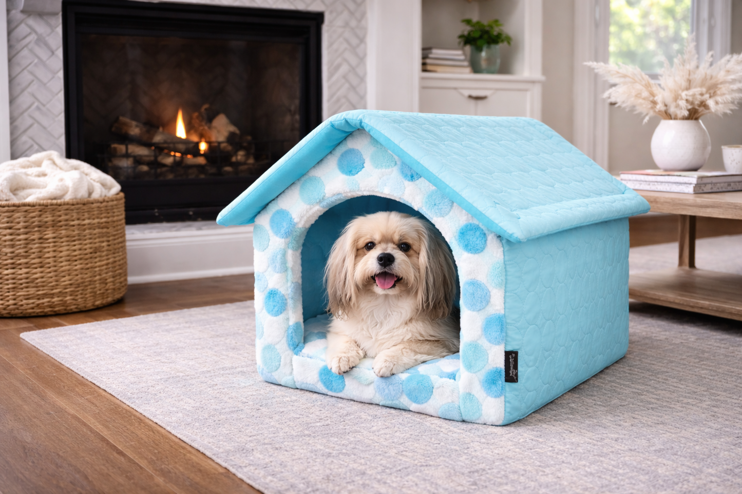 Parisian Pet 'Cotton Candy House' (M) for Dogs & Cats - Luxury, Washable, Soft Blue Pet House for Medium-Sized Pets