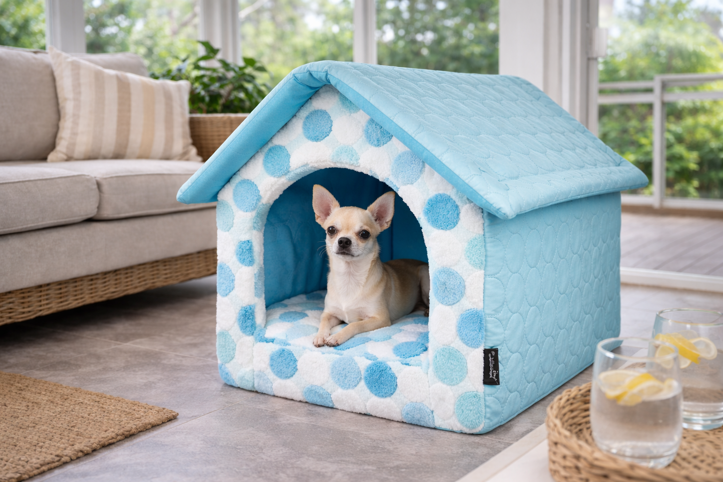 Parisian Pet 'Cotton Candy House' (S) for Dogs & Cats - Soft, Cozy, Durable, Washable Blue Pet House for Small Pets