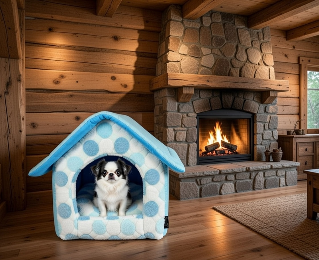 Parisian Pet 'Cotton Candy House' (S) for Dogs & Cats - Soft, Cozy, Durable, Washable Blue Pet House for Small Pets