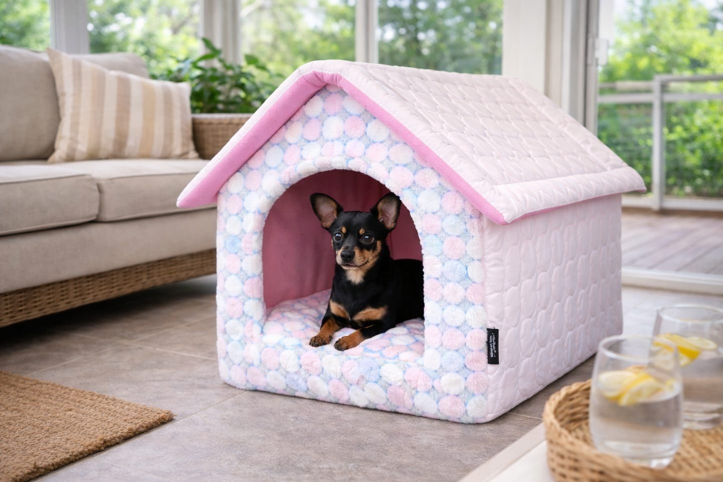 Parisian Pet 'Cotton Candy House' Gray (S) for Dogs & Cats - Cozy, Durable, Plush Pink Pet House for Small Pets, Washable Design