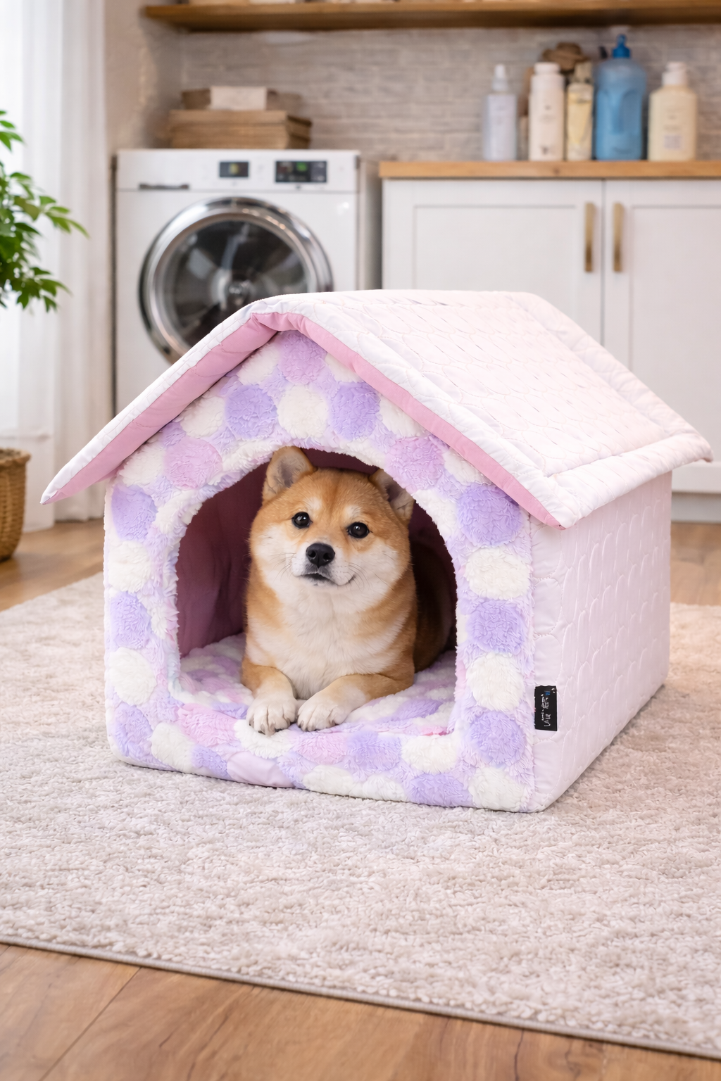 Parisian Pet 'Cotton Candy House' (M) for Dogs & Cats - Luxury, Cozy, Washable Pink Pet House, Perfect for Medium Pets