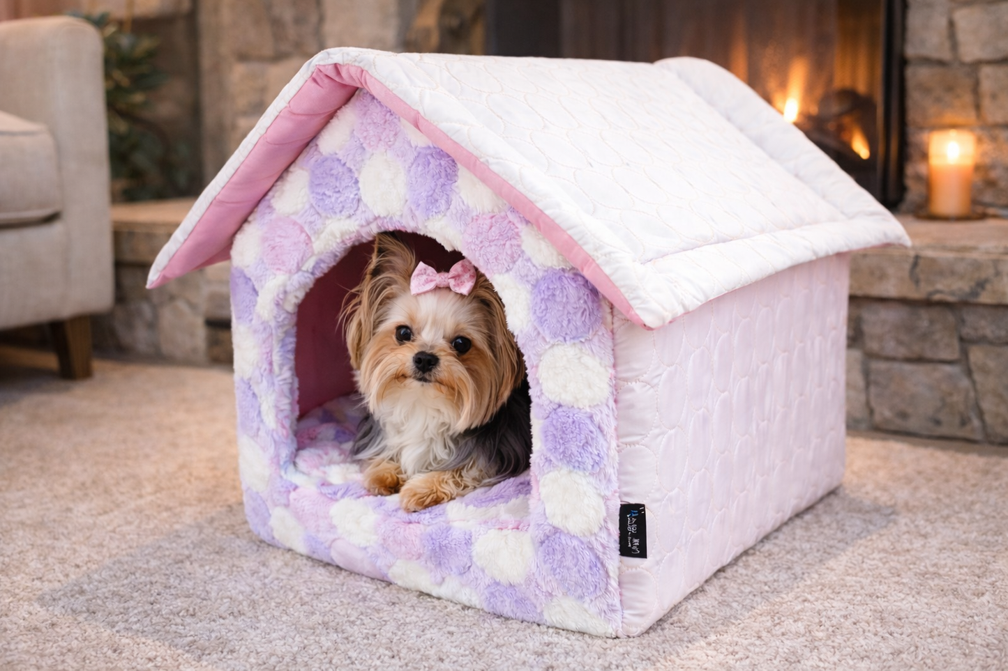 Parisian Pet 'Cotton Candy House' (S) for Dogs & Cats - Cozy, Durable, Lightweight Pink Pet House for Small Pets, Washable Design