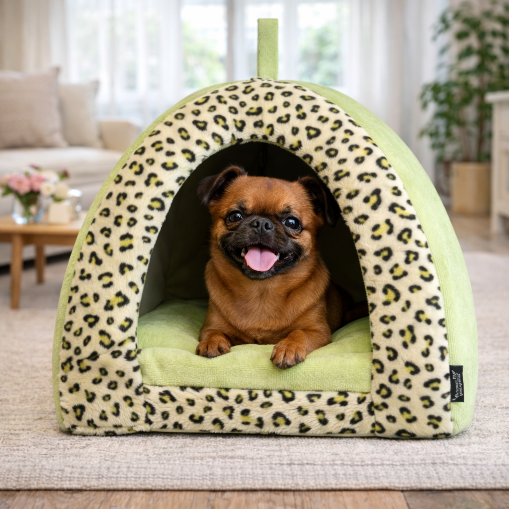Parisian Pet 'Safari Cove' for Dogs & Cats - Durable, Comfortable, Washable Green Safari Pet Bed, Perfect for Small Pets