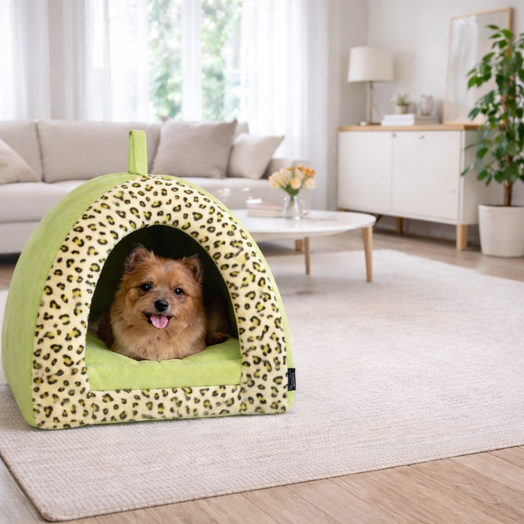 Parisian Pet 'Safari Cove' for Dogs & Cats - Durable, Comfortable, Washable Green Safari Pet Bed, Perfect for Small Pets