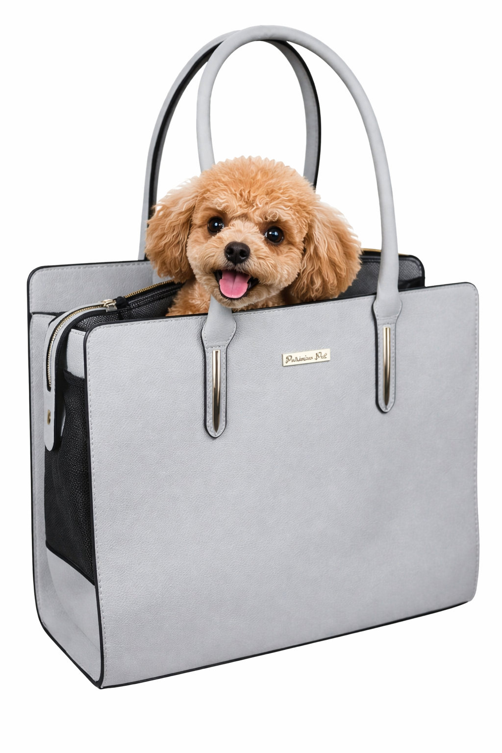 Parisian Pet 'Mallorca Carrier' - Luxury, Comfortable, Chic Gray Pet Travel Bag for Small Dogs & Cats, Travel-Friendly Design