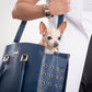 Parisian Pet 'Santorini Carrier' - Luxury, Comfortable, Chic Navy Blue Pet Travel Bag for Small Dogs & Cats