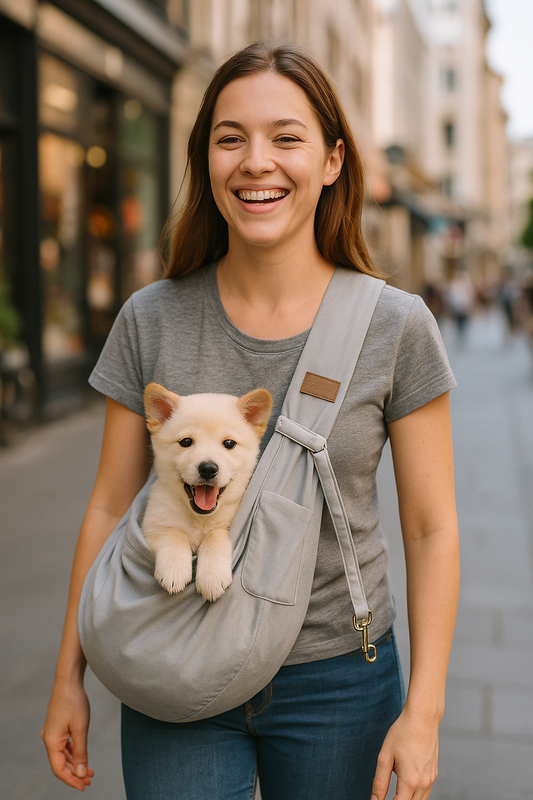Parisian Pet - 'Gray Sling Carrier' for Dogs & Cats - Hands-Free Pet Transport Solution