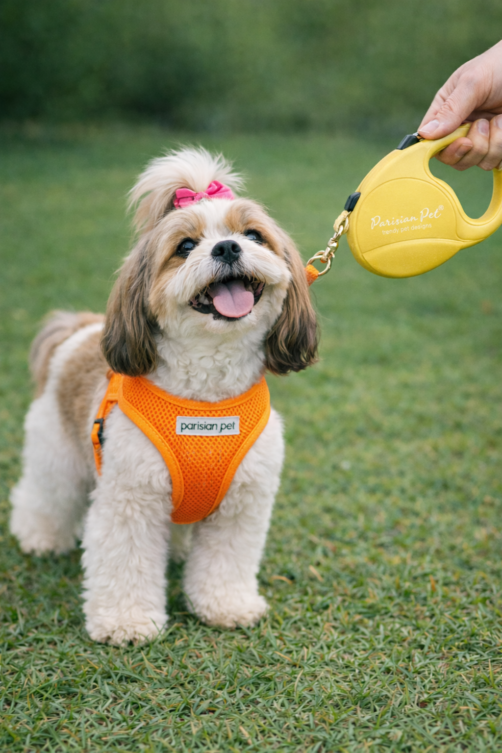 Parisian Pet 'Retractable Leash M' for Dogs & Cats – 16-Foot Durable Leash for Dogs Up to 44 lbs, Yellow