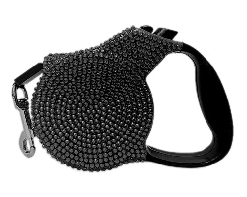 Crystal Retractable Leash Black