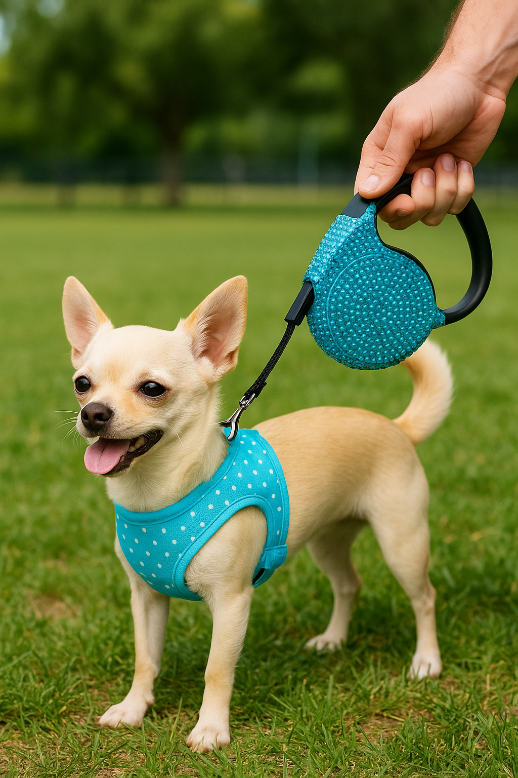 Parisian Pet 'Crystal Retractable Leash Blue' for Dogs & Cats – Durable Retractable Pet Leash with Comfortable Grip
