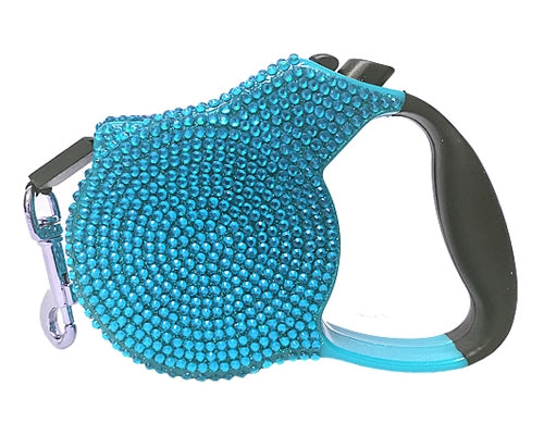 Crystal Retractable Leash Blue