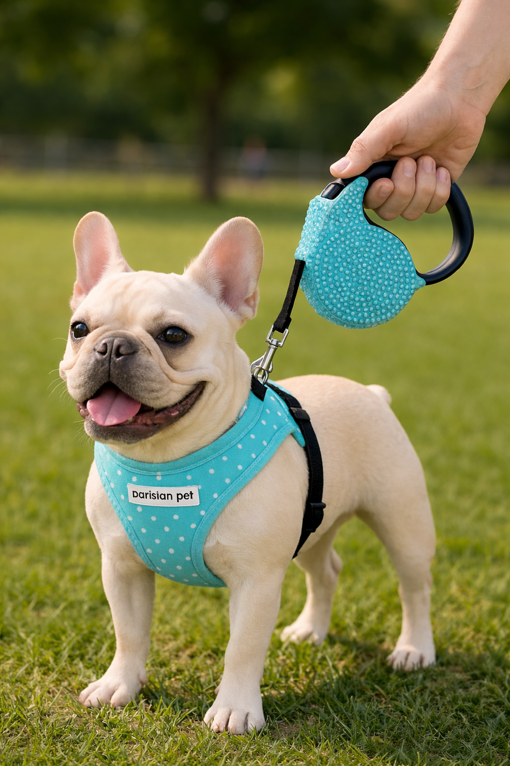 Parisian Pet 'Crystal Retractable Leash Blue' for Dogs & Cats – Durable Retractable Pet Leash with Comfortable Grip