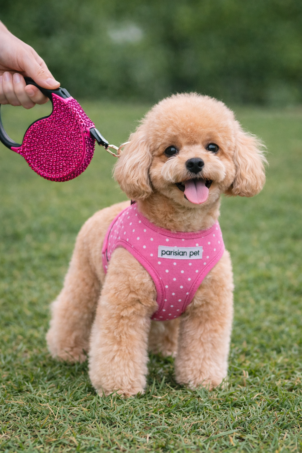 Parisian Pet 'Crystal Retractable Leash Dark Pink' for Dogs & Cats – Durable, Stylish 16-Foot Leash with Ergonomic Handle