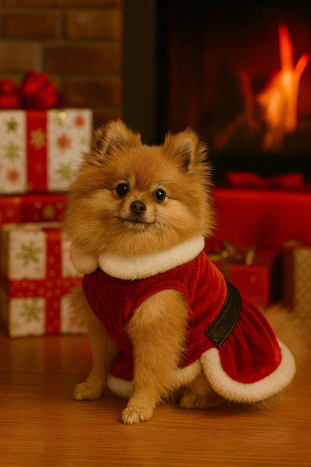 Parisian Pet 'Mrs. Claus Dress' Dog & Cat Shirt – Holiday Pet Dress, Perfect for Christmas – Red